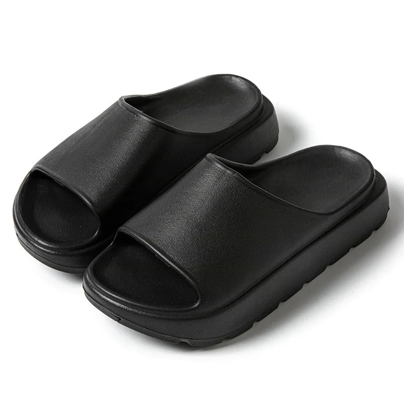 Comwarm, zapatillas de plataforma para mujer, sandalias suaves de suela gruesa de EVA, zapatillas de tacón plano de fondo alto a la moda, chanclas informales antideslizantes para casa