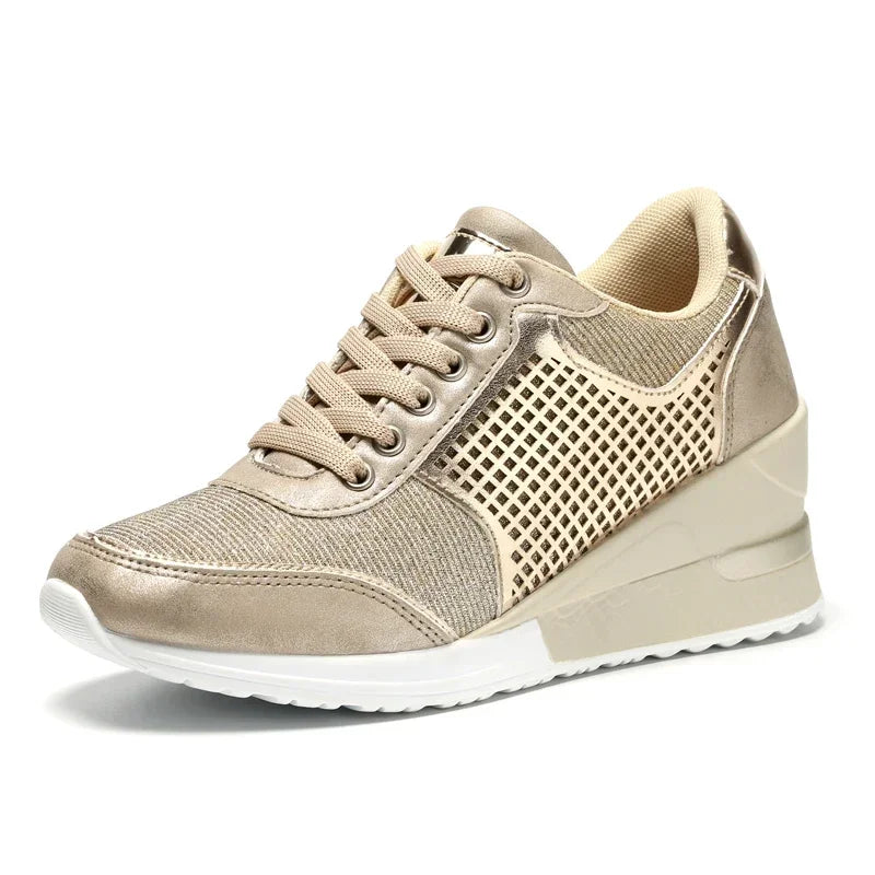 Zapatos vulcanizados para mujer con aumento de altura, zapatos ligeros y transpirables para caminar, zapatos de plataforma para mujer, zapatillas de deporte con cuña hechas a mano