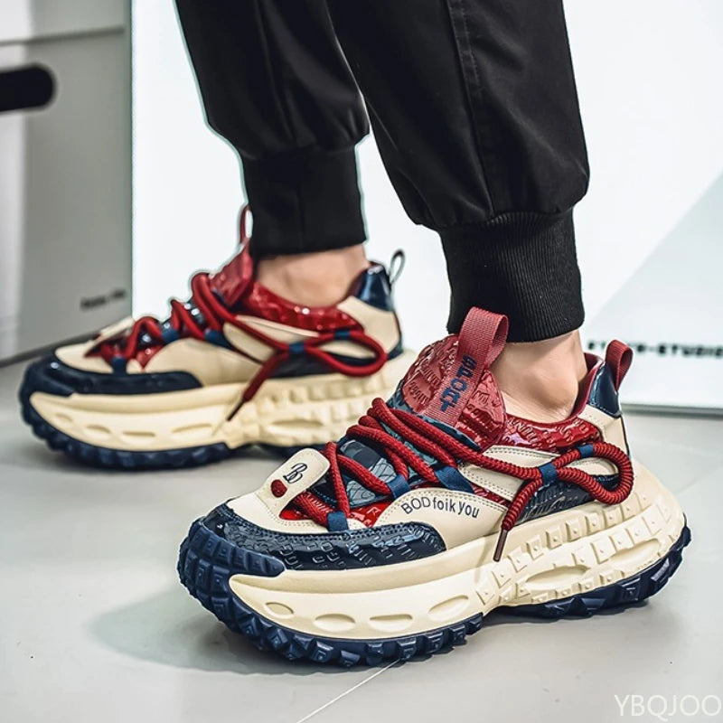Novedad de primavera y verano para hombre, zapatos deportivos informales y cómodos con suela gruesa y versátiles a la moda para aumentar la altura