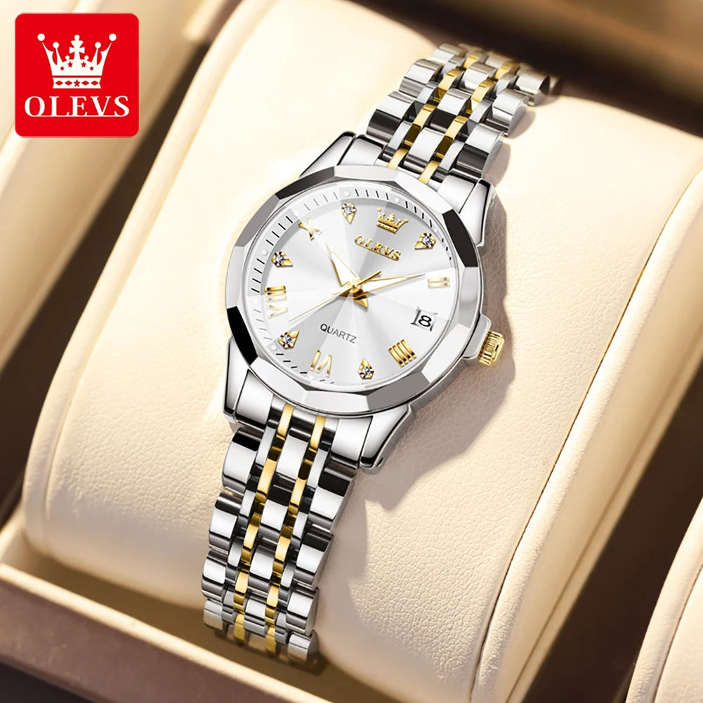 Reloj de Pulsera OLEVS 9931 para Mujer, Elegante, de Primera Marca, con Espejo en Forma de Rombo, Cuarzo Original, Diamantes, Acero Inoxidable, a la Moda, Resistente al Agua