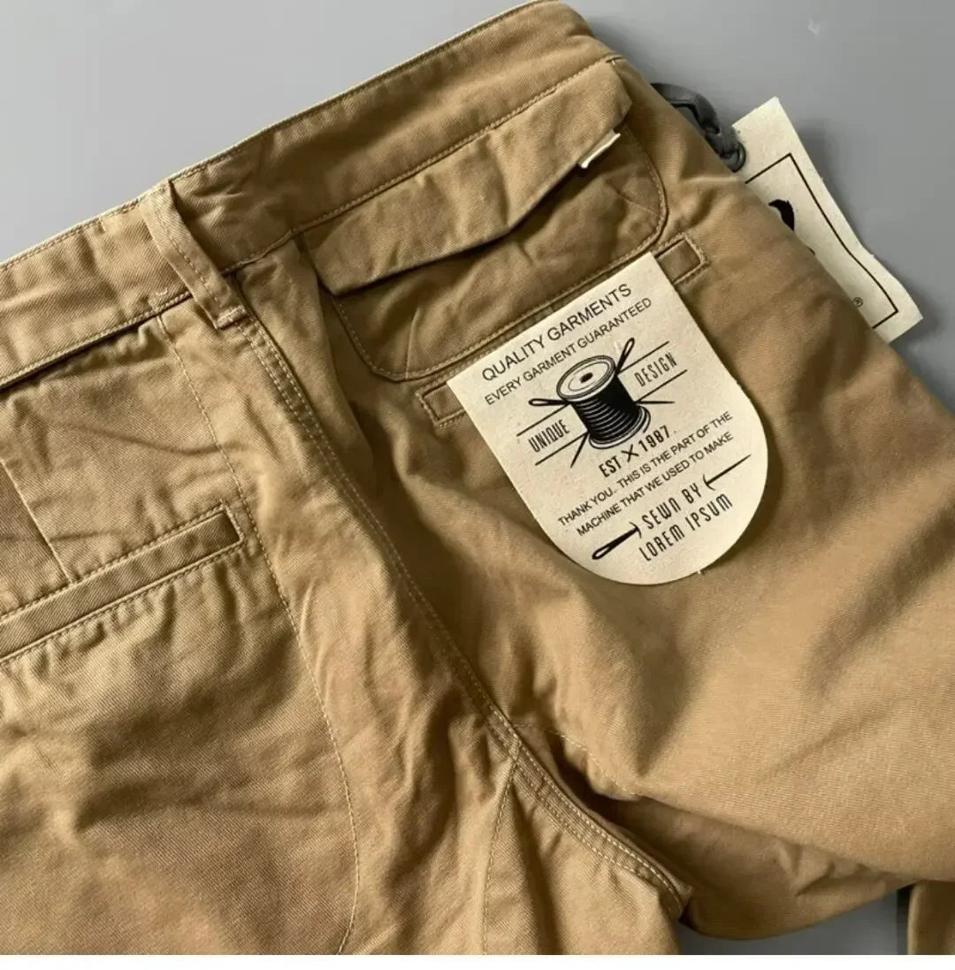 Pantalones Cargo resistentes de algodón puro de estilo americano para hombres, calzado informal de pierna recta holgada antisuciedad y antidesgaste