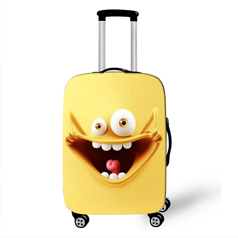 Funda antipolvo para maleta de viaje con expresión divertida, funda protectora para equipaje para cubierta de carrito de 18-32 pulgadas, accesorios de viaje