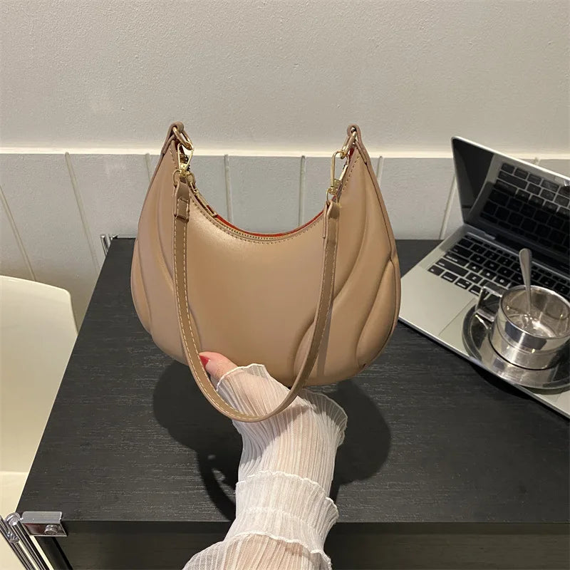 Elegante bolso de axila de cuero de Pu en relieve para mujer, bolso de hombro, bolso de mano de moda, bolso cruzado versátil para ir al trabajo