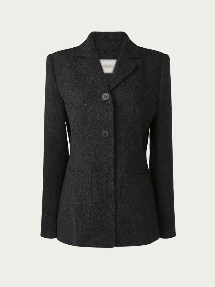 Women's Elegant Korean Wool Suit Jacket Autumn and Winter Slim Fit Brown Commuter High-End Wool Coat Blazers Women's Clothing