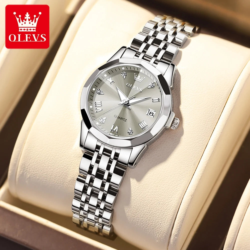 Reloj de Pulsera OLEVS 9931 para Mujer, Elegante, de Primera Marca, con Espejo en Forma de Rombo, Cuarzo Original, Diamantes, Acero Inoxidable, a la Moda, Resistente al Agua