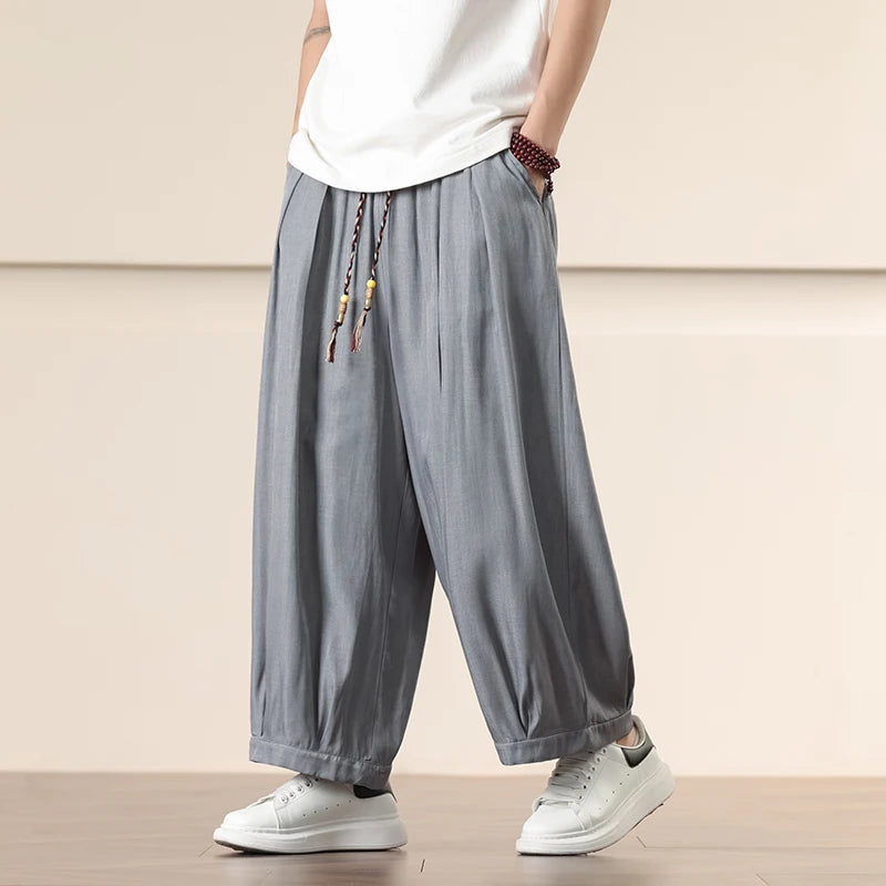 Pantalones Anchos Holgados de Hombre Estilo Chino para Primavera 2026, Pantalones Harem Casuales de Nueve Puntos para Hombre, Joggers Hip Hop de Otoño