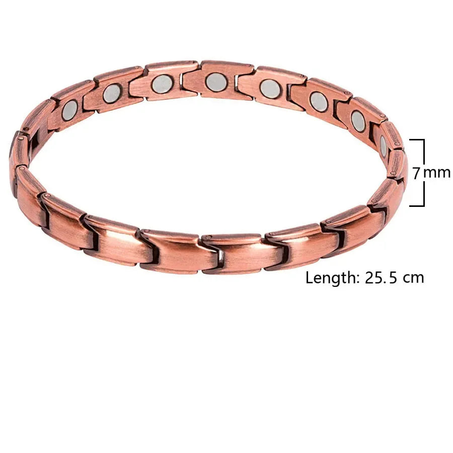 Tobilleras de terapia magnética para mujer, 99.9% de cobre sólido puro, imanes de Gauss, alivio del dolor en el tobillo para artritis, tamaño ajustable