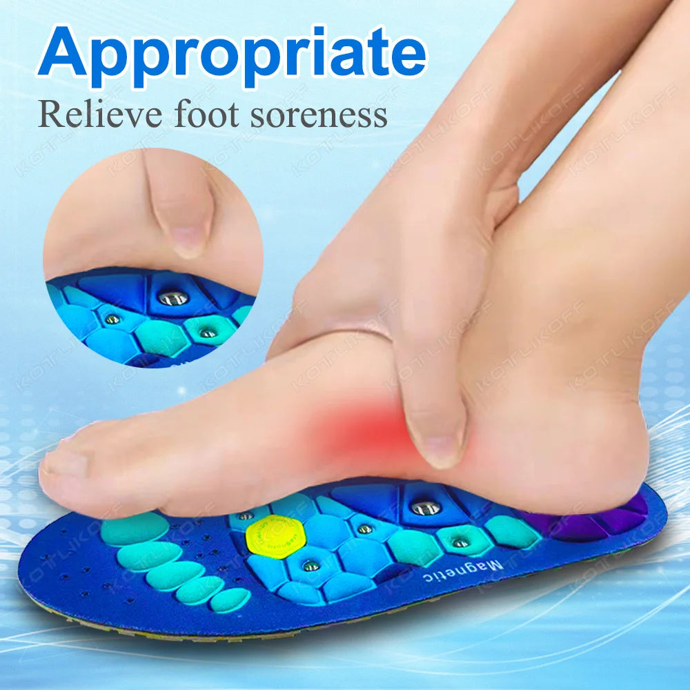 Suelas de zapatos de masaje magnético para terapia ortopédica de soporte de arco, plantilla de masaje de acupresión para pies, plantilla de relajación, suelas cómodas
