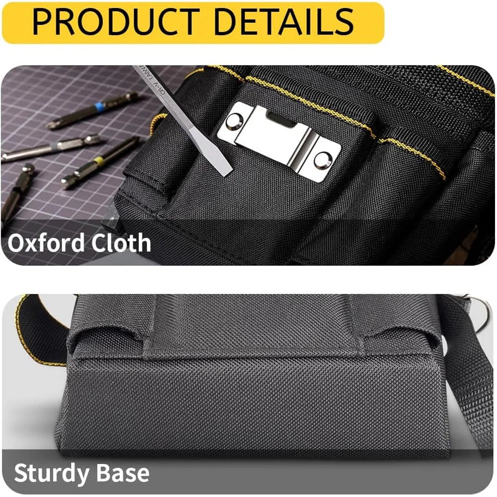 Cinturón Portaherramientas Profesional para Electricista, de Tela Oxford Impermeable, con Bolsillos, Práctico y con Cinturón para la Cintura