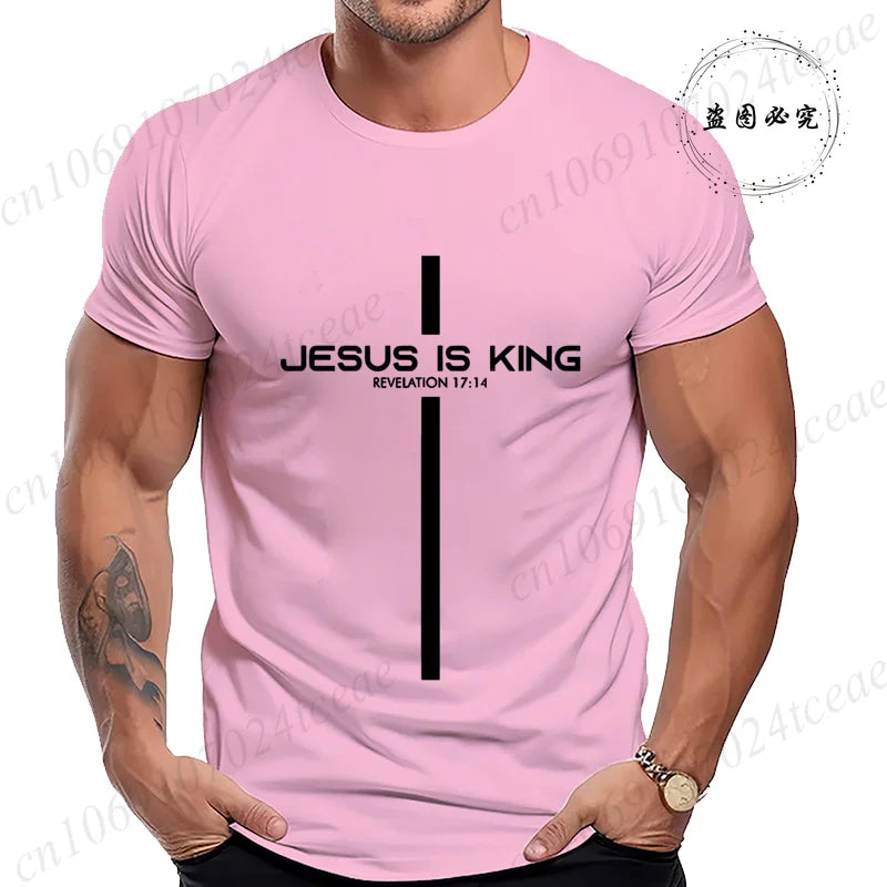 Camiseta para hombre con estampado de Jesús es rey, camisetas gráficas Unisex, moda Harajuku, pantalón corto informal de calle, camisetas de manga Jesús es rey