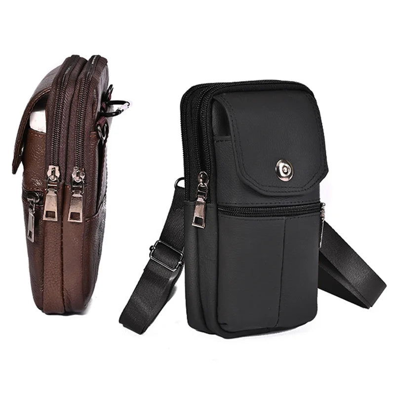 Bolso cruzado de cuero Vintage ligero para hombre, bolsa de mensajero pequeña para almacenamiento de teléfono y pasaporte, 1 ud.