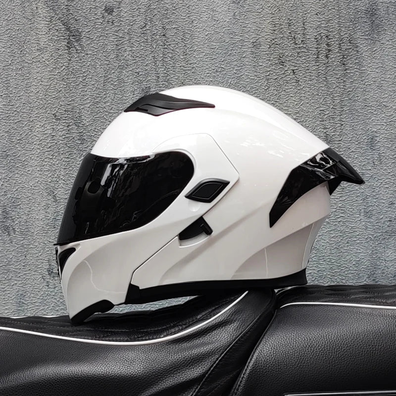 ORZ nueva calidad DOT doble lente Flip casco Abs cara completa motocicleta todoterreno casco de carreras de motos ala trasera personalizada