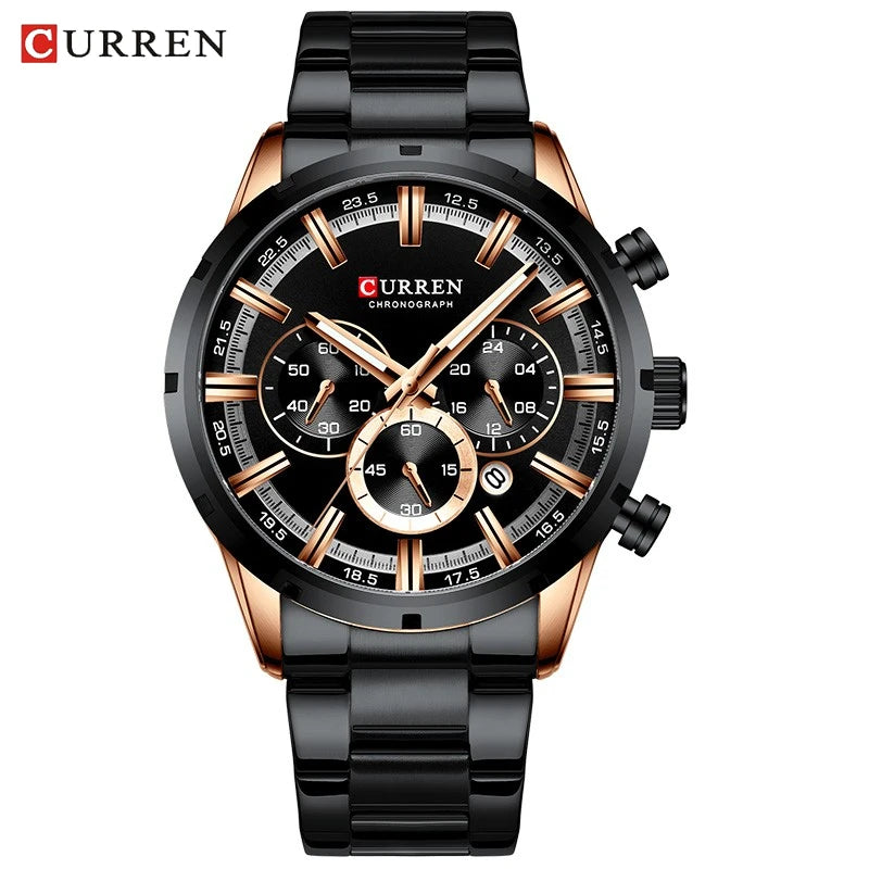 Reloj de pulsera CURREN de Cuero militar de lujo de la mejor marca, relojes deportivos informales para hombres, reloj de pulsera azul para hombre, reloj de pulsera cronógrafo de moda
