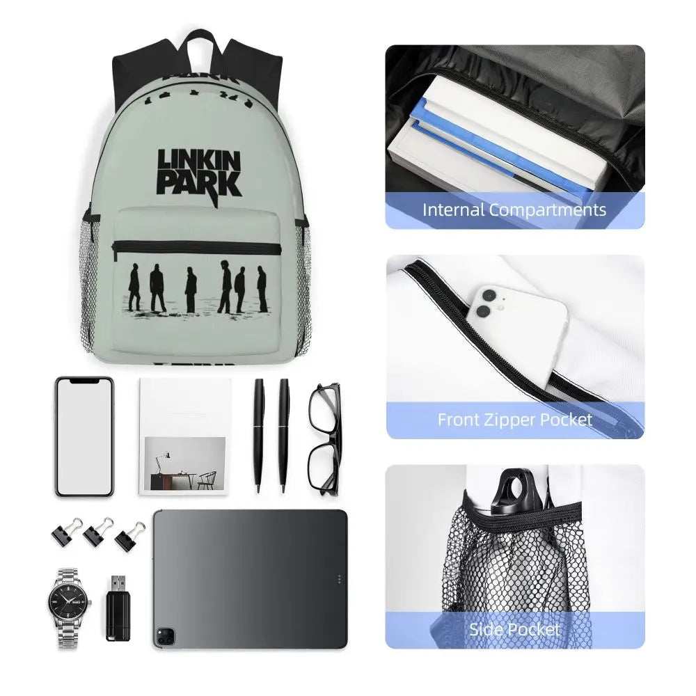L-Linkin-S P-Park-S Band Mochila para estudiantes Mochila escolar Mochila de viaje para senderismo para niños y niñas Mochila de moda Bolsos de hombro