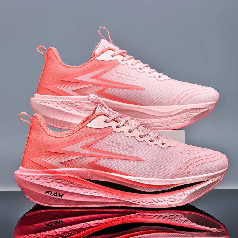 Zapatillas para correr especialidad maratón hombres deportes transpirables ligeros tablero de carbono mujeres cómodas zapatillas deportivas antideslizantes