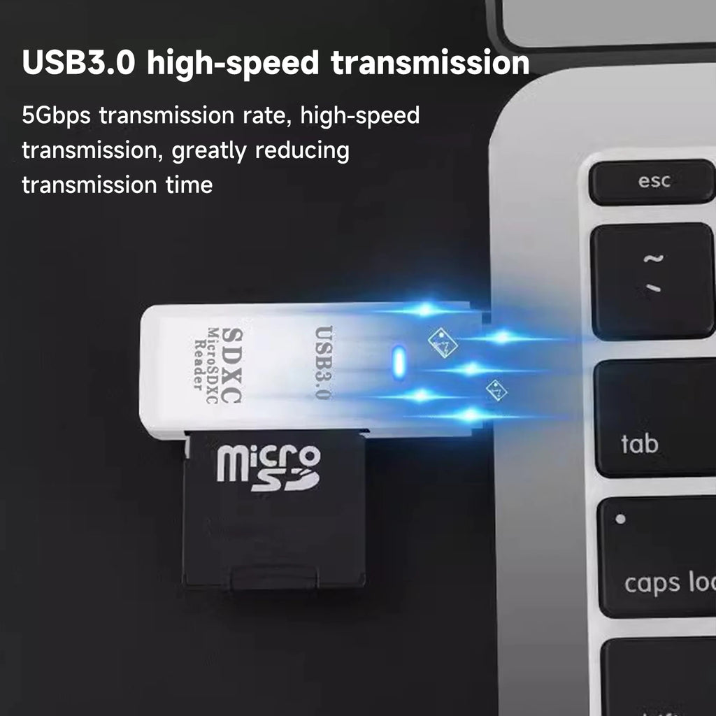 4-in-1 USB 3.0 Card Reader – High Speed TF/SD/Micro SD Adapter for PC & Laptop