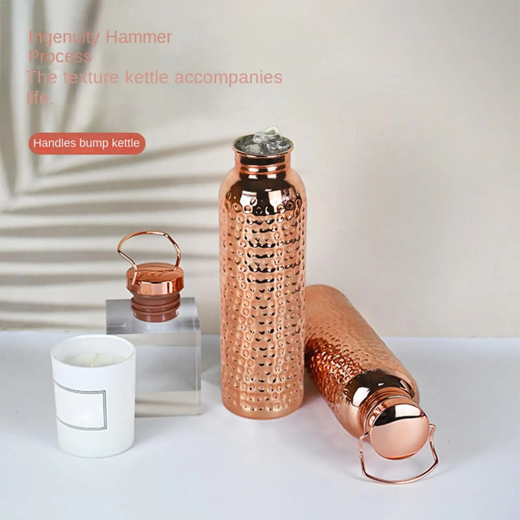 Botella de Agua de Acero Inoxidable 304 de 800 ml con Recubrimiento de Cobre Electroplacado   Vasos Térmicos   Botella con Diseño Martillado    para acampar y hacer senderismo