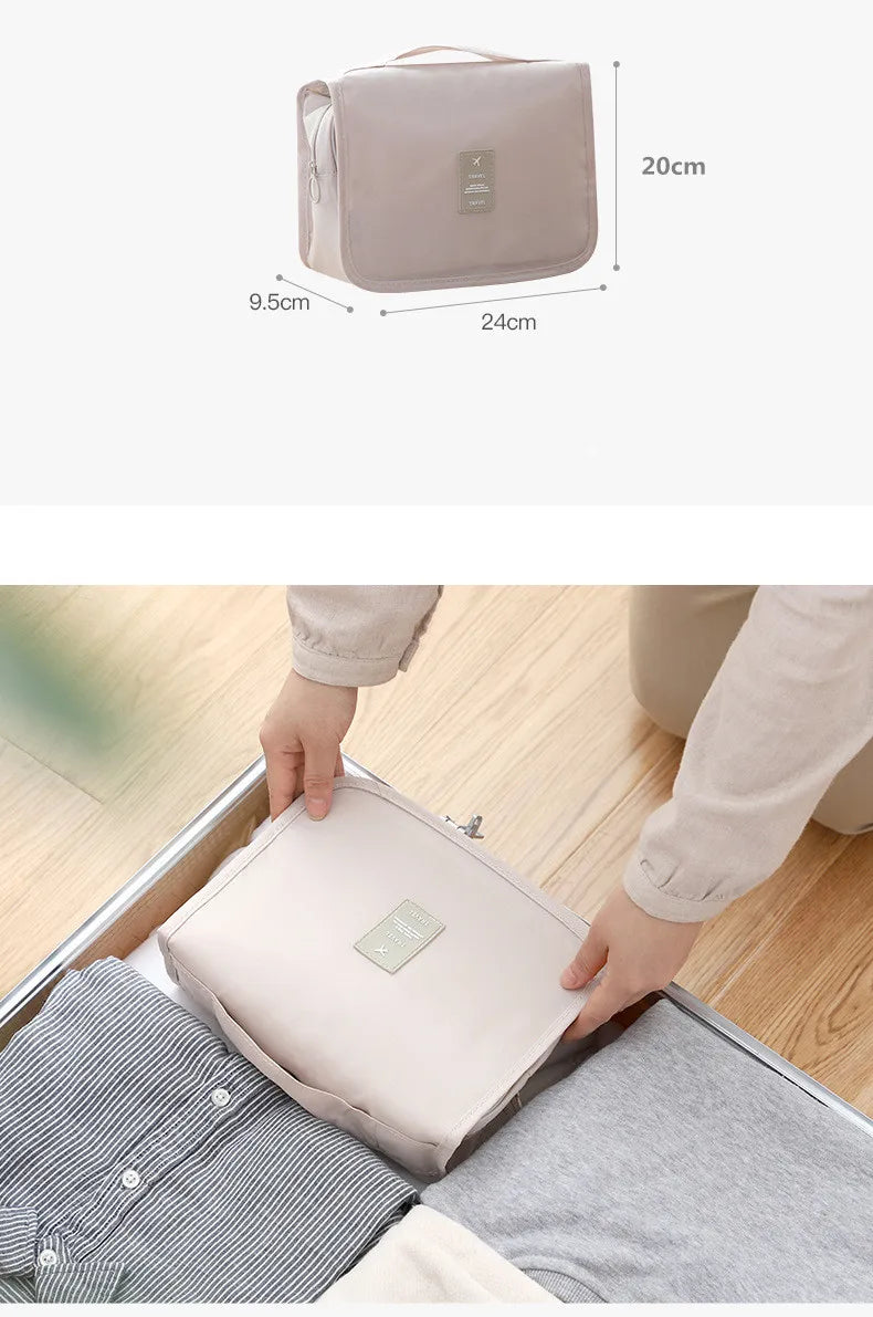 Bolsa de maquillaje de viaje, organizador de artículos de tocador impermeable, Neceser de alta calidad para mujer, bolsa de lavado con gancho para baño, bolsa de almacenamiento con gancho