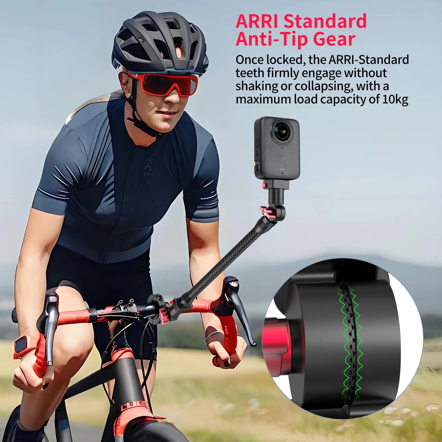 Soporte de Cámara para Manubrio de Bicicleta 360° – Magnético, Aluminio, para DJI OSMO y GoPro
