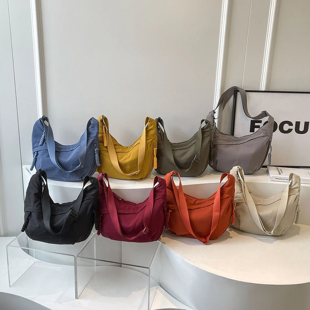Bandolera Hobo con múltiples bolsillos para mujer, bolso cruzado de media luna, gran capacidad, bandolera diaria, correa ajustable, bolsa de viaje al aire libre