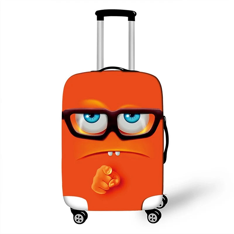 Funda antipolvo para maleta de viaje con expresión divertida, funda protectora para equipaje para cubierta de carrito de 18-32 pulgadas, accesorios de viaje