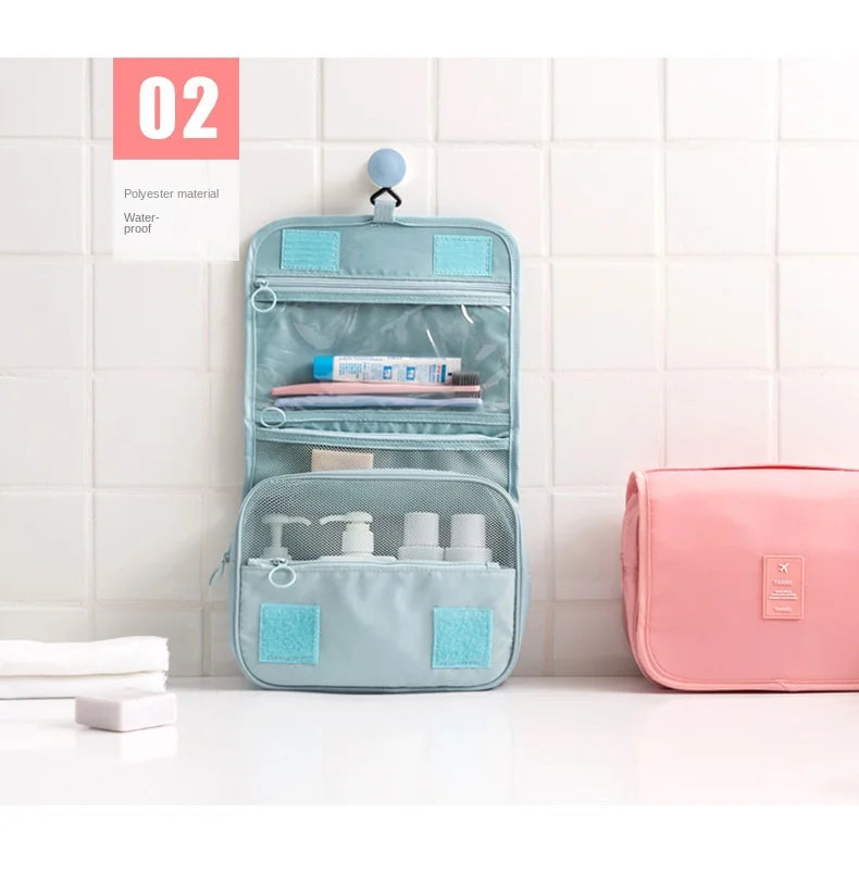 Bolsa de maquillaje de viaje, organizador de artículos de tocador impermeable, Neceser de alta calidad para mujer, bolsa de lavado con gancho para baño, bolsa de almacenamiento con gancho