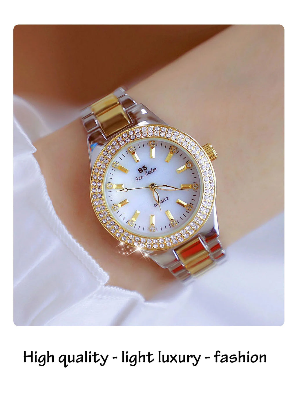 Reloj BS para mujer Beimu Face clásico ligero marca de lujo temperamento pulsera de Metal resistente al agua relojes de cuarzo de moda para mujer