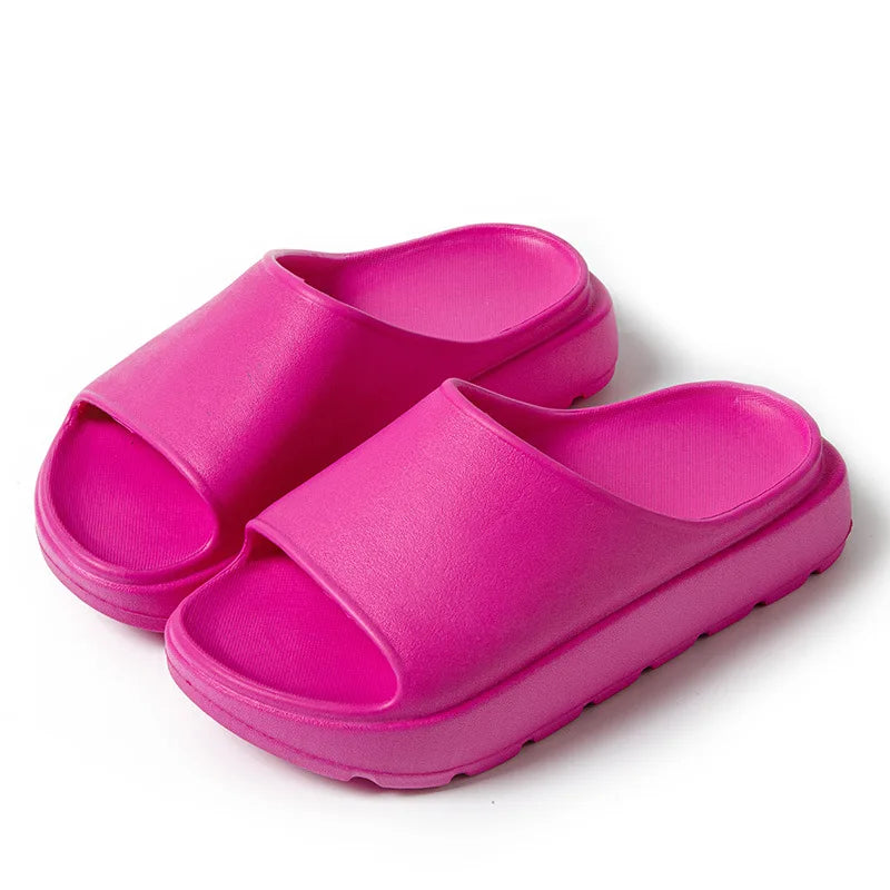 Comwarm, zapatillas de plataforma para mujer, sandalias suaves de suela gruesa de EVA, zapatillas de tacón plano de fondo alto a la moda, chanclas informales antideslizantes para casa