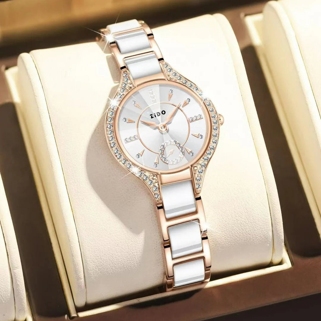 Reloj para Mujer, Marca de Lujo Retro, Resistente al Agua, con Incrustaciones de Diamantes, Acero Inoxidable de Alta Calidad, Reloj de Moda Femenino