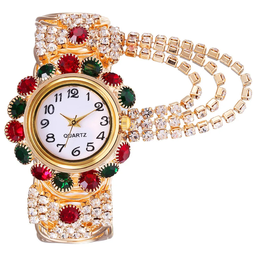 Women Shine Bracelet Watch Luxury Elegant Rose Gold Stainless Steel Wristwatch Ladies Rhinestone Clock Montre Femme Relojs saati