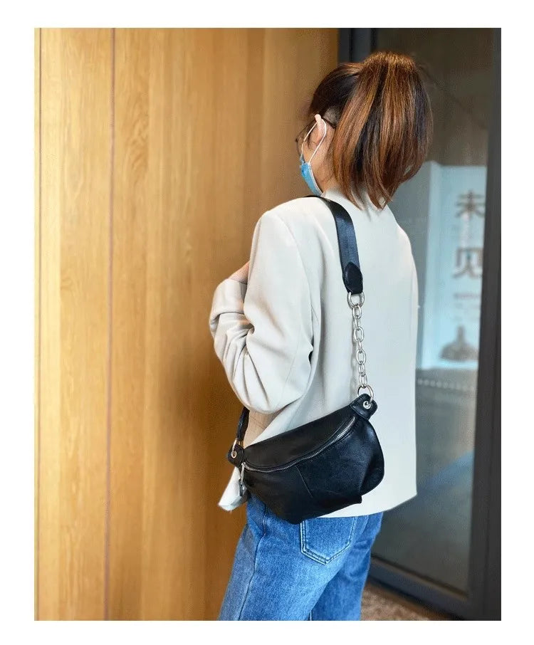 Bolso de pecho femenino, bolsos cruzados con cadena para mujer, nuevos bolsos de hombro, riñonera pequeña de cuero PU para mujer, cartera para teléfono