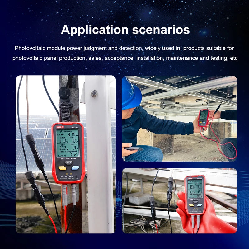 Medidor de paneles solares UNI-T UT673PV 5~800W, medidor de potencia máxima de módulos fotovoltaicos, voltaje de circuito abierto, corriente de cortocircuito, medidor MPPT