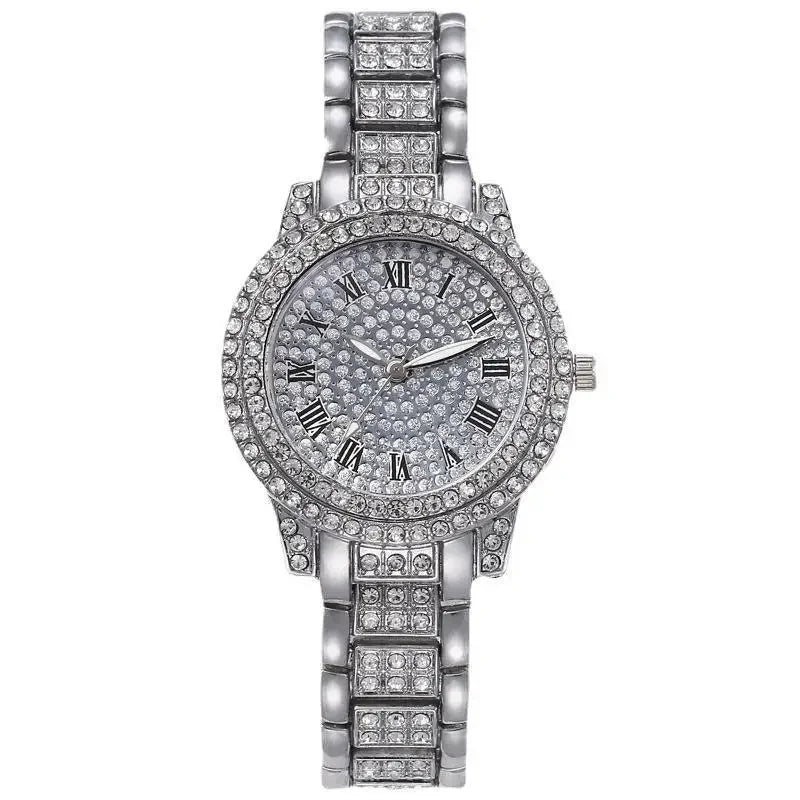 Reloj de Moda para Hombre y Mujer con Brillantes, Reloj de Cuarzo con Números Estilo Hip Hop, Reloj de Pulsera Elegante con Diamantes Completos, Regalo para Amigos y Parejas