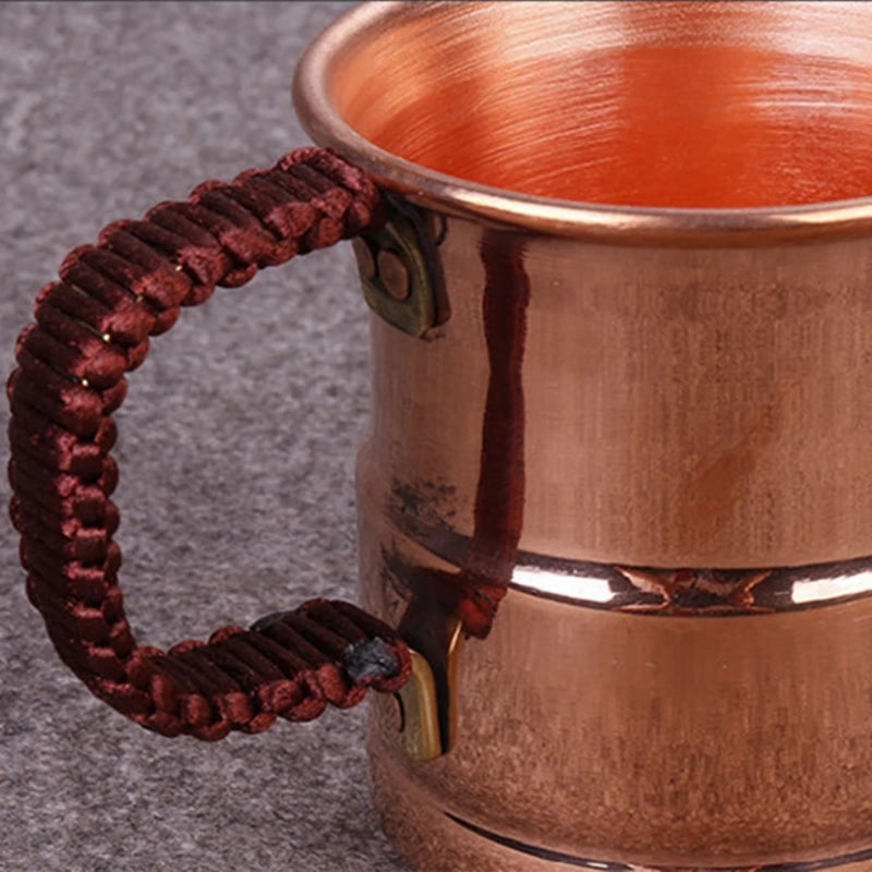 Taza de leche y cerveza de cobre puro hecha a mano, mango tejido, mula de agua de Moscú engrosada, taza de desayuno de 400 ml, vajilla para beber de Moscú