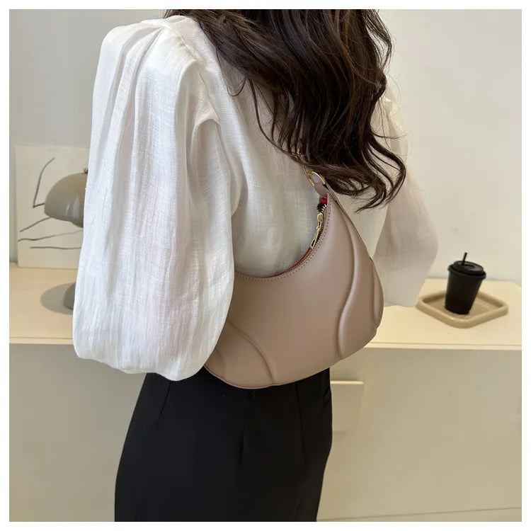 Elegante bolso de axila de cuero de Pu en relieve para mujer, bolso de hombro, bolso de mano de moda, bolso cruzado versátil para ir al trabajo