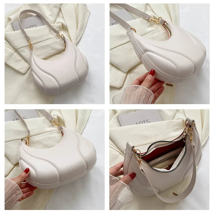 Elegante bolso de axila de cuero de Pu en relieve para mujer, bolso de hombro, bolso de mano de moda, bolso cruzado versátil para ir al trabajo