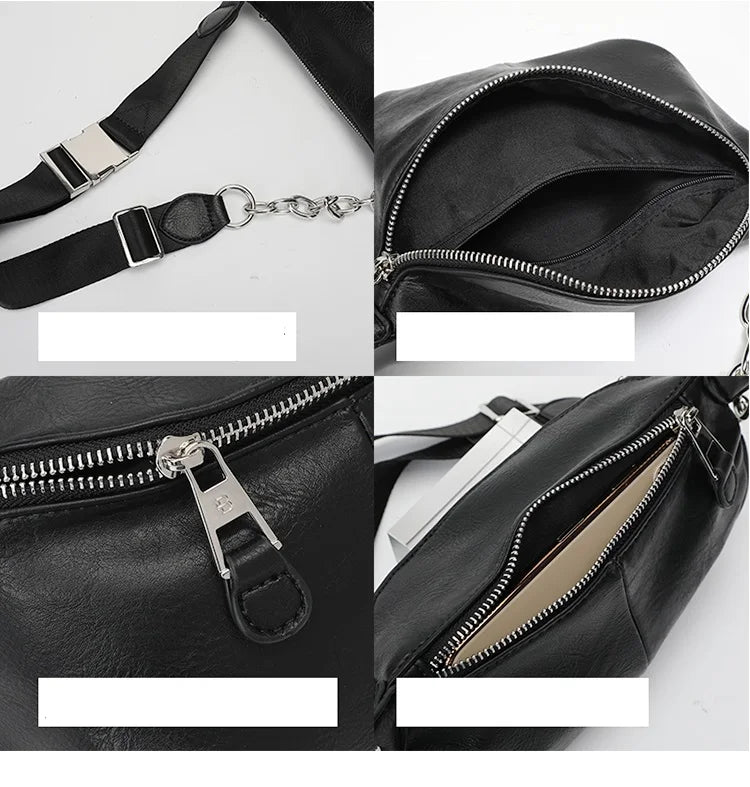 Bolso de pecho femenino, bolsos cruzados con cadena para mujer, nuevos bolsos de hombro, riñonera pequeña de cuero PU para mujer, cartera para teléfono