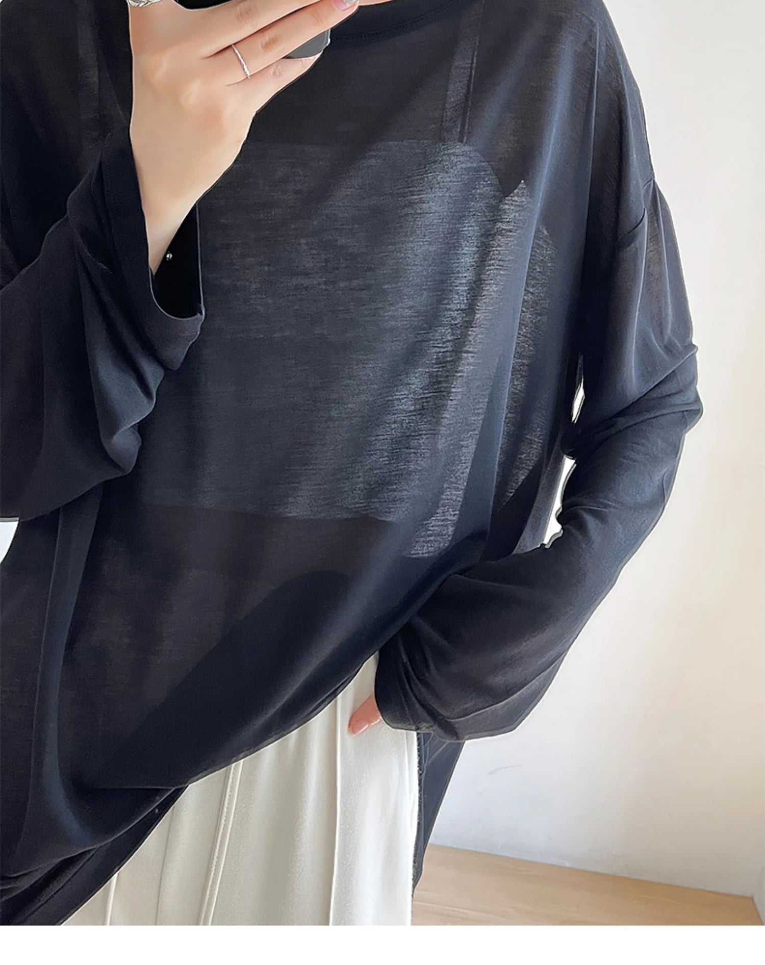 Verano elegante moda Harajuku Slim Fit ropa femenina suelta Casual todo fósforo camisetas sólido cuello redondo estilo fino camisetas de manga larga
