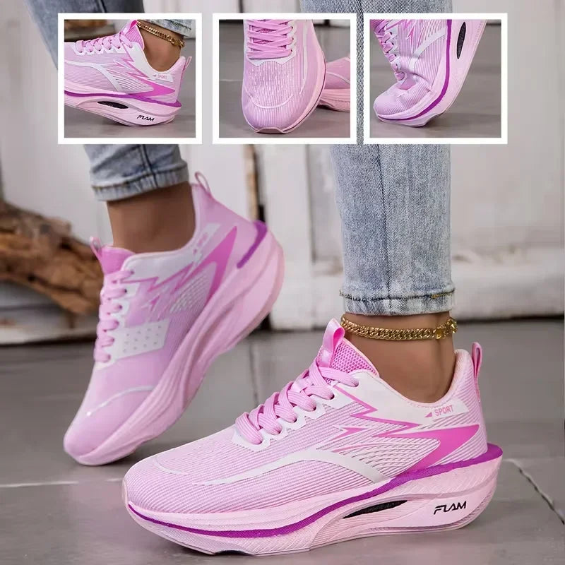 Zapatillas Deportivas para Mujer 2026, Transpirables, de Malla Tejida, Cómodas, Planas, con Cordones, Modernas, Casuales, para Correr al Aire Libre