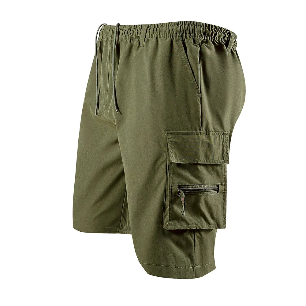 Pantalones cortos Cargo de verano para hombre, pantalones cortos informales holgados de Color sólido, pantalones cortos militares con bolsillo a la moda, pantalones deportivos para correr de camuflaje para hombre