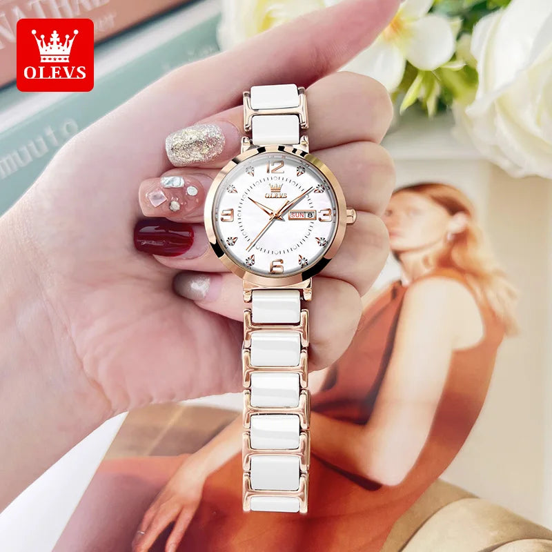 OLEVS Women's Wristwatch Luxury Brand Watch for Women Elegant Bracelet Waterproof Fashion Quartz Ladies Watches Reloj Para Mujer