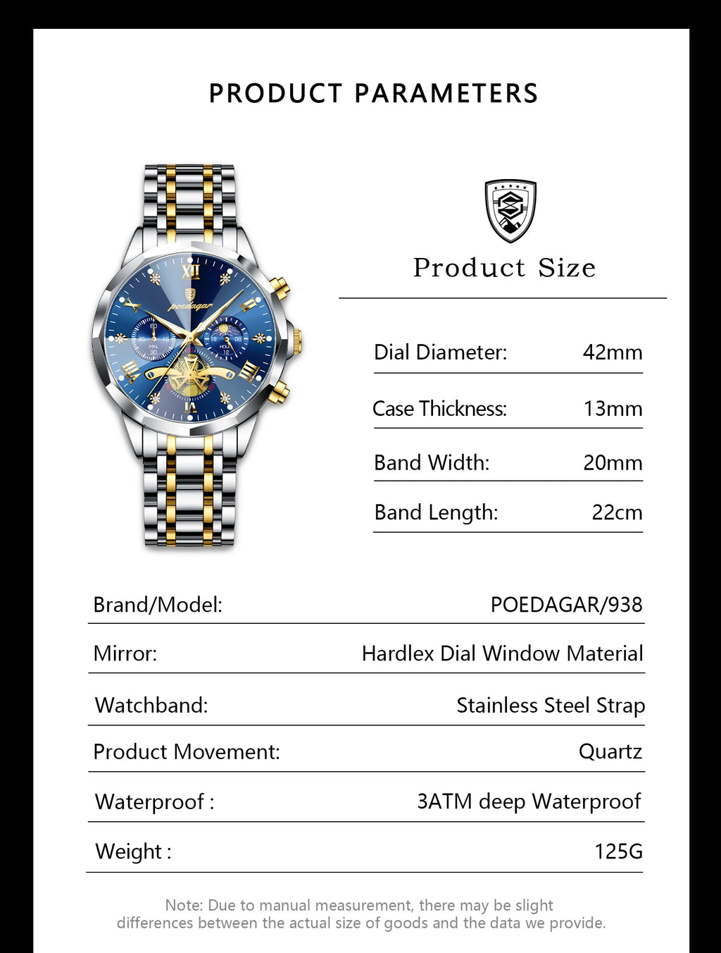 Reloj POEDAGAR de lujo para hombre, Reloj de pulsera Original resistente al agua con cronógrafo luminoso para hombre, relojes de cuarzo de acero inoxidable para hombre