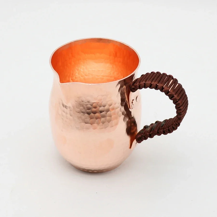 Taza de té de café hecha a mano de cobre puro, cafetera árabe griega turca para Barista