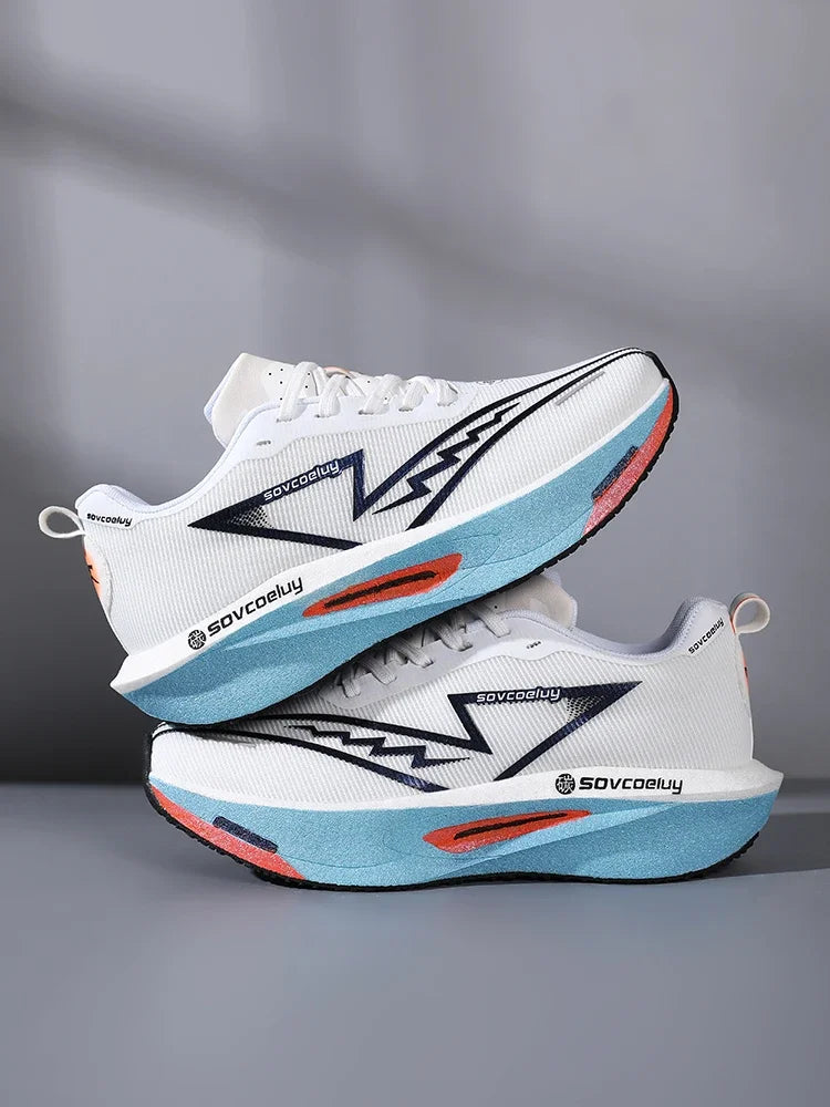 Zapatillas de running con amortiguación tecnológica y placa de carbono para mujer, zapatillas de running para maratón a juego para parejas, deportivas informales