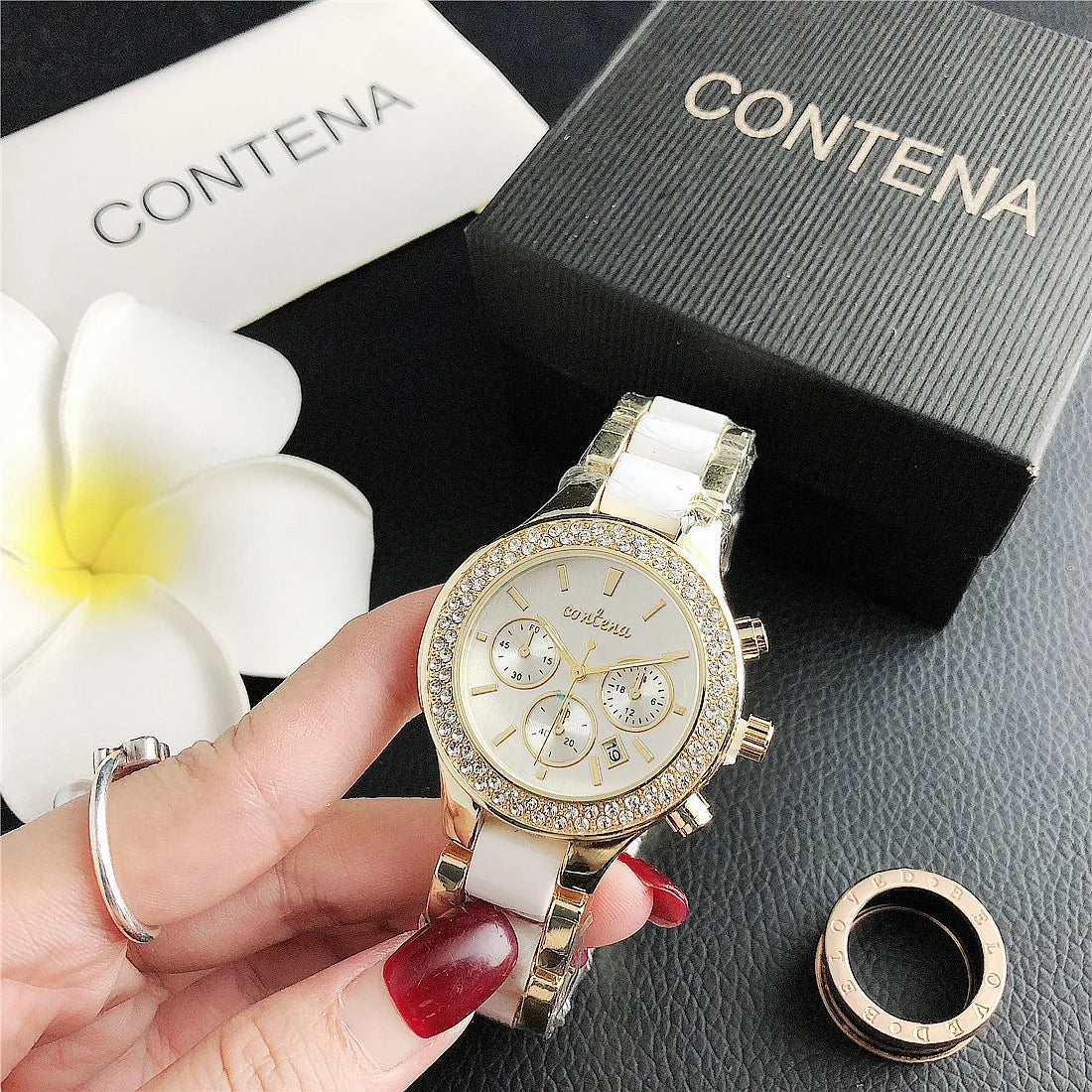 CONTENA, relojes de lujo de la mejor marca para Mujer, pulsera de acero creativa a la moda, relojes para Mujer, Reloj de cuarzo para Mujer, Reloj para Mujer