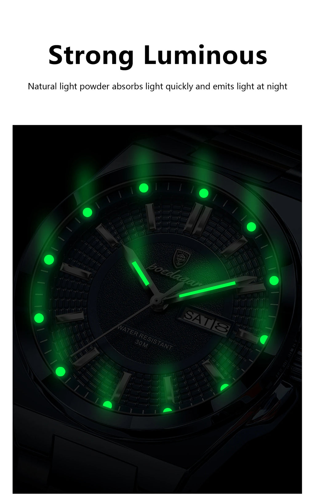 Reloj deportivo POEDAGAR Original para hombre, Reloj de pulsera de cuarzo con fecha y semana de lujo para hombre, relojes luminosos resistentes al agua de acero inoxidable para hombre