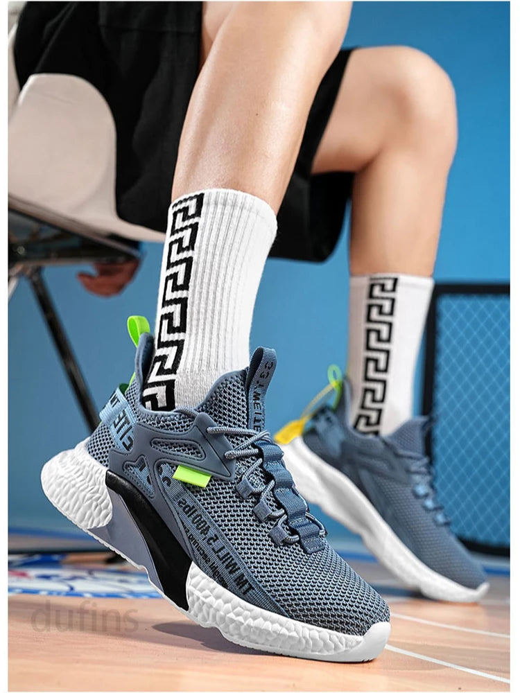 Zapatos nuevos para hombre, zapatillas ligeras informales a la moda para correr, ocio elástico, malla para exteriores, deportes de verano, tenis, hombre para caminar, talla 2025