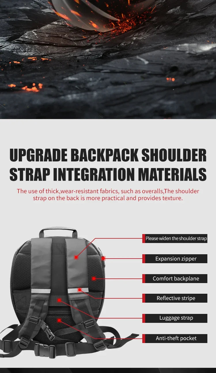 Bolsa LED para motocicleta, Mochila para ciclismo de caballero negro, bolsa para Moto, bolsas para portátiles de 13 pulgadas, Mochila LED, Mochila escolar, bolsa de viaje para bolsillo, Mochila trasera