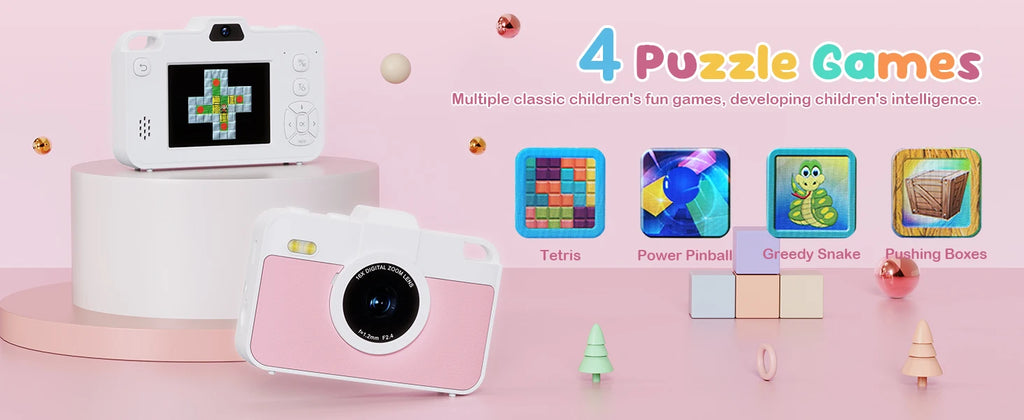 Cámara Digital para Niños 48MP – Doble Lente, Video 1080P, Zoom 16x, Juegos, Batería 600mAh
