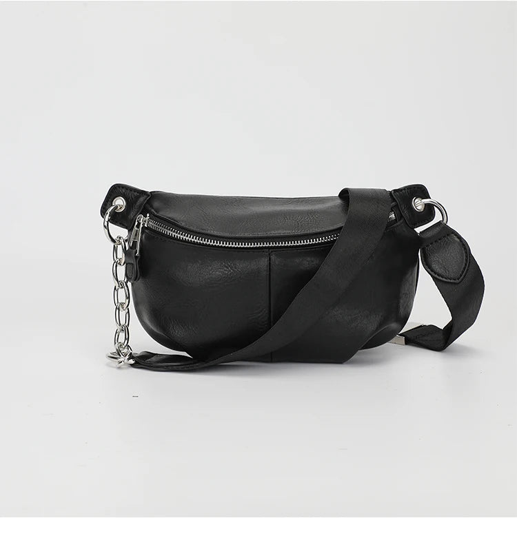 Bolso de pecho femenino, bolsos cruzados con cadena para mujer, nuevos bolsos de hombro, riñonera pequeña de cuero PU para mujer, cartera para teléfono